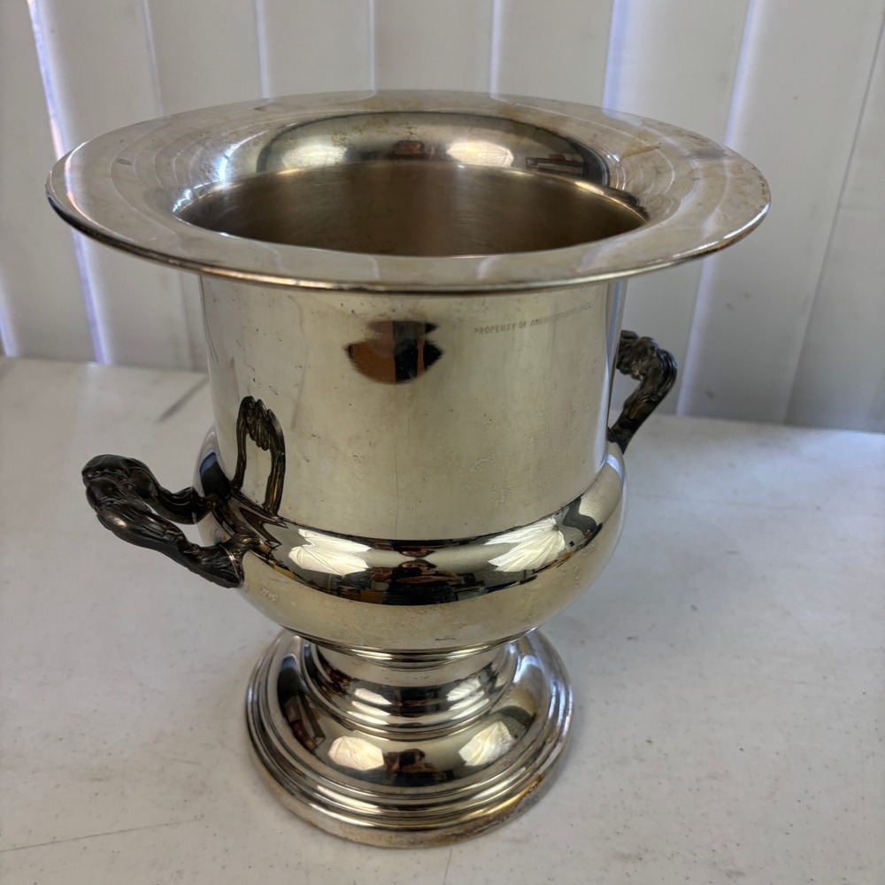 Vintage Wm A Rogers Silverplate Champagne Ice Bucket American Airlines 10" - Picture 2 of 13